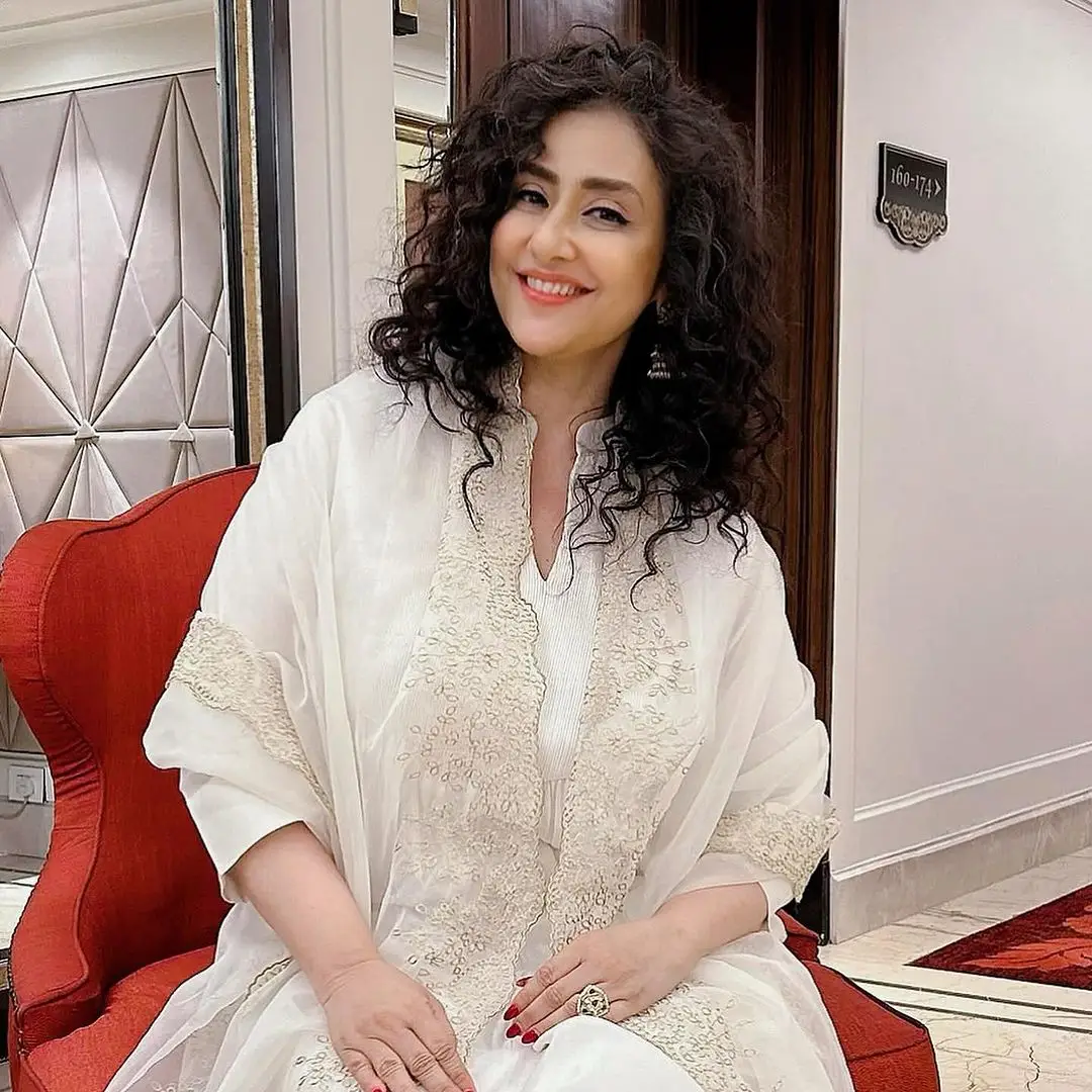 Bollywood Actress Manisha Koirala Images in White Dress